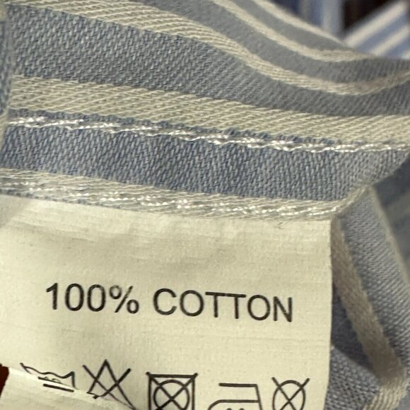 English Laundry Shirt Mens 16 Blue Stripe Cotton Long Sleeve Button Up Contrast - Picture 9 of 12